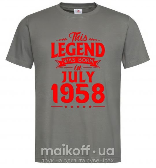 Мужская футболка This Legend was born in July 1958 Графит фото