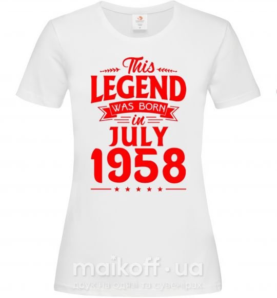 Жіноча футболка This Legend was born in July 1958 Білий фото