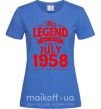 Жіноча футболка This Legend was born in July 1958 Яскраво-синій фото