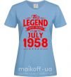 Жіноча футболка This Legend was born in July 1958 Блакитний фото