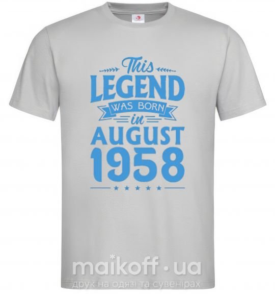 Чоловіча футболка This Legend was born in August 1958 Сірий фото
