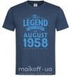 Мужская футболка This Legend was born in August 1958 Темно-синий фото