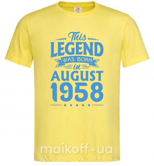 Мужская футболка This Legend was born in August 1958 Лимонный фото