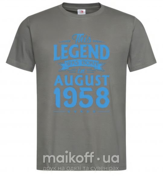 Мужская футболка This Legend was born in August 1958 Графит фото