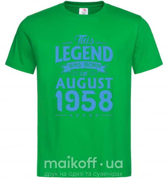 Мужская футболка This Legend was born in August 1958 Зеленый фото