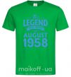 Мужская футболка This Legend was born in August 1958 Зеленый фото