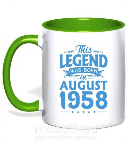 Чашка з кольоровою ручкою This Legend was born in August 1958 Зелений фото