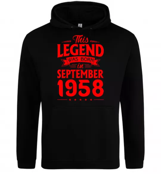 Женская толстовка (худи) This Legend was born in September 1958 Черный фото