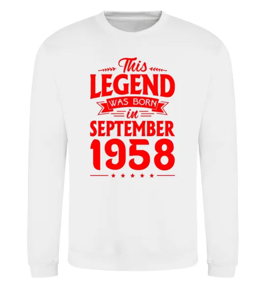Свитшот This Legend was born in September 1958 Белый фото