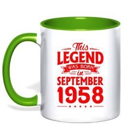 Чашка с цветной ручкой This Legend was born in September 1958