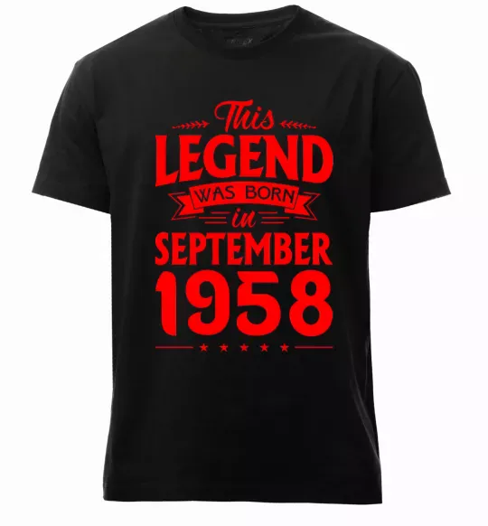 Мужская премиум футболка This Legend was born in September 1958 Черный фото