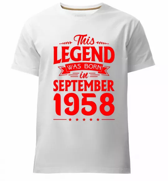 Мужская премиум футболка This Legend was born in September 1958 Белый фото