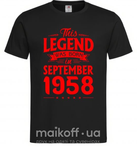 Мужская футболка This Legend was born in September 1958 Черный фото