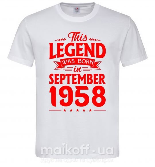 Мужская футболка This Legend was born in September 1958 Белый фото