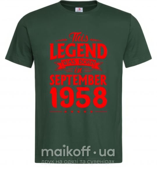 Мужская футболка This Legend was born in September 1958 Темно-зеленый фото