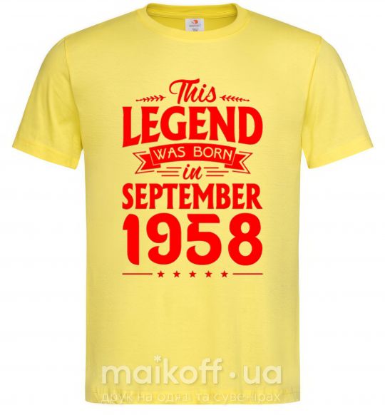 Чоловіча футболка This Legend was born in September 1958 Лимонний фото