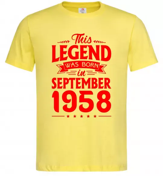 Чоловіча футболка This Legend was born in September 1958 Лимонний фото