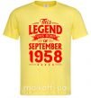 Мужская футболка This Legend was born in September 1958 Лимонный фото