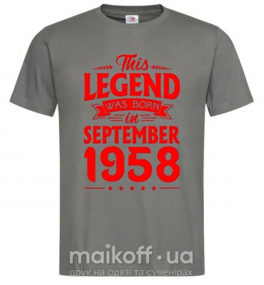 Мужская футболка This Legend was born in September 1958 Графит фото