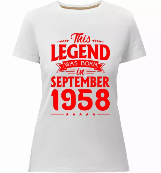 Жіноча преміум футболка This Legend was born in September 1958 Білий фото