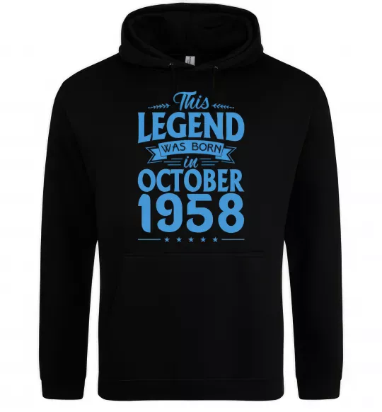 Мужская толстовка (худи) This Legend was born in October 1958 Черный фото