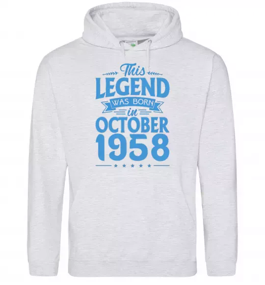 Жіноча толстовка (худі) This Legend was born in October 1958 Сірий меланж фото