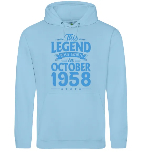 Женская толстовка (худи) This Legend was born in October 1958 Голубой фото