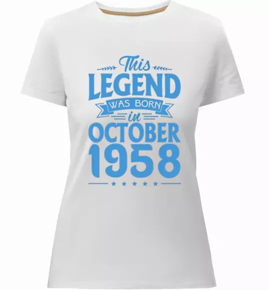 Жіноча преміум футболка This Legend was born in October 1958 Білий фото