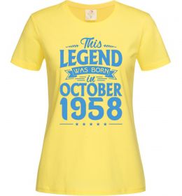 Женская футболка This Legend was born in October 1958 Женская футболка This Legend was born in October 1958