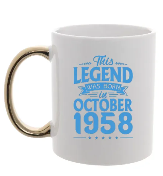 Чашка з кольоровою ручкою This Legend was born in October 1958 Золото фото