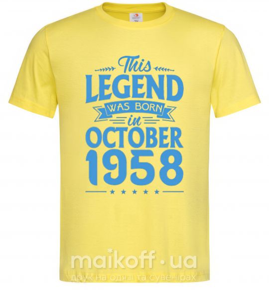 Мужская футболка This Legend was born in October 1958 Лимонный фото