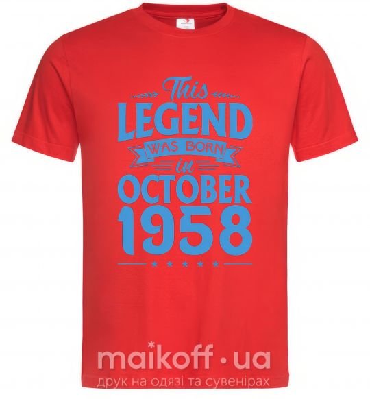Мужская футболка This Legend was born in October 1958 Красный фото
