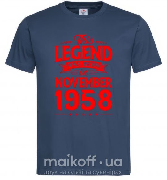 Мужская футболка This Legend was born in November 1958 Темно-синий фото
