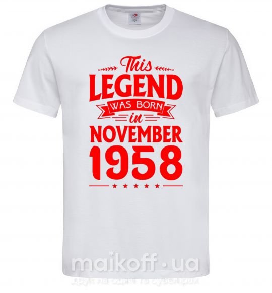 Мужская футболка This Legend was born in November 1958 Белый фото