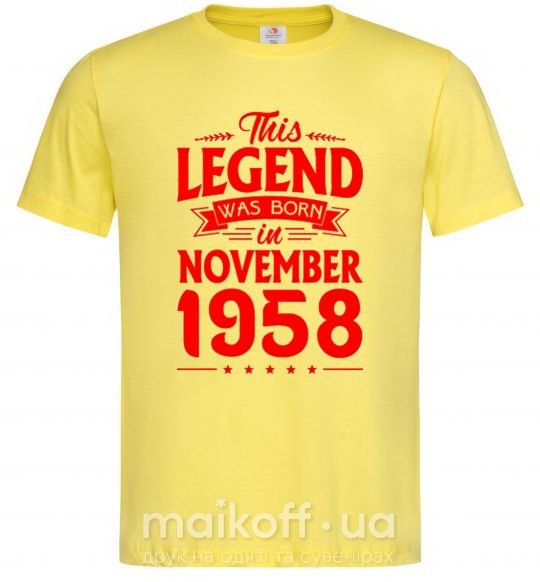 Мужская футболка This Legend was born in November 1958 Лимонный фото