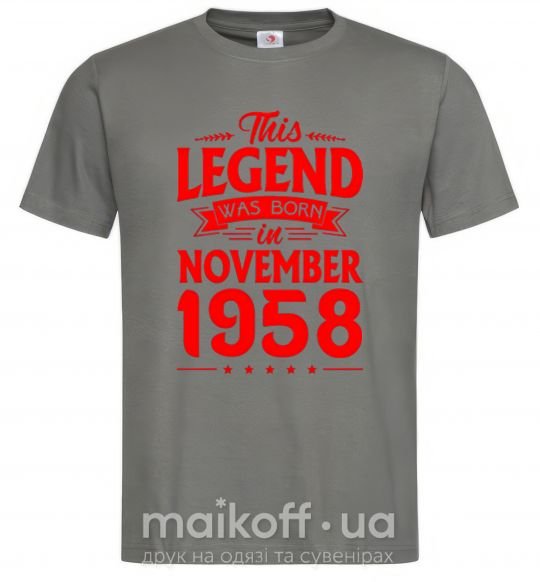 Мужская футболка This Legend was born in November 1958 Графит фото