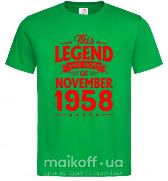 Мужская футболка This Legend was born in November 1958 Зеленый фото