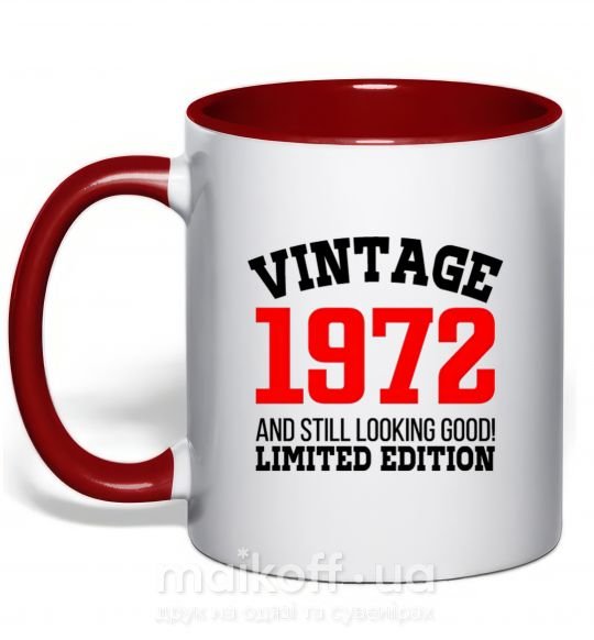 Чашка з кольоровою ручкою Vintage 1972 Червоний фото