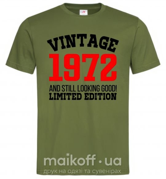 Чоловіча футболка Vintage 1972 Оливковий фото