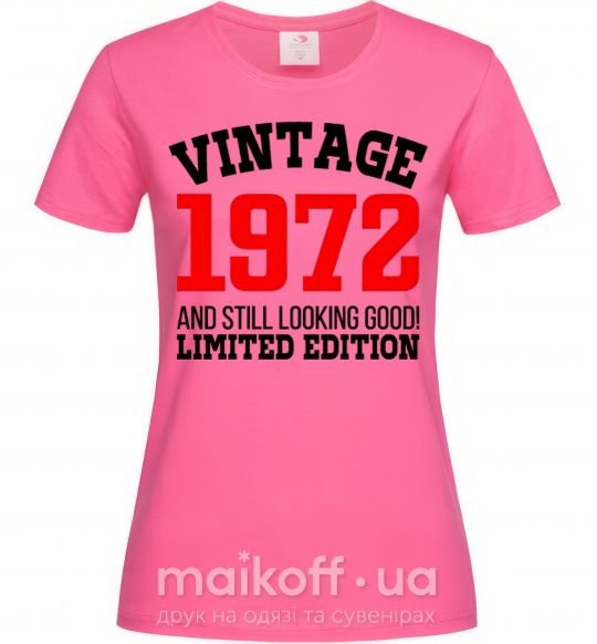 Жіноча футболка Vintage 1972 Яскраво-рожевий фото
