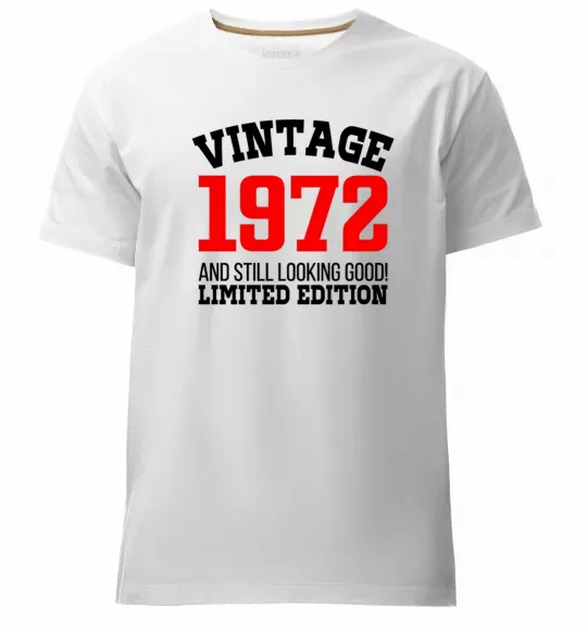 Мужская премиум футболка Vintage 1972 Белый фото