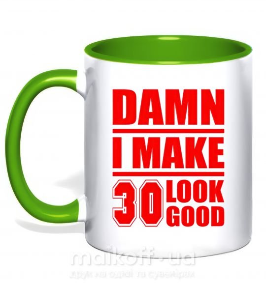 Чашка с цветной ручкой Damn i make 30 look good Зеленый фото