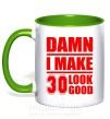 Чашка з кольоровою ручкою Damn i make 30 look good Зелений фото