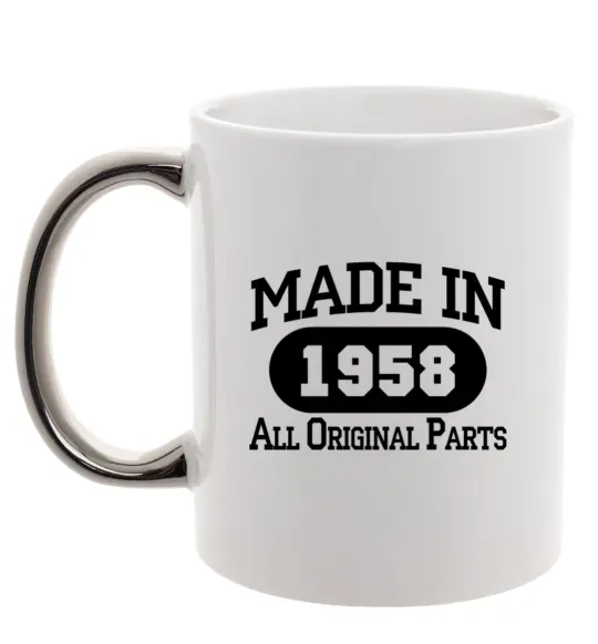 Чашка с цветной ручкой Made in 1958 All Original Parts Серебро фото