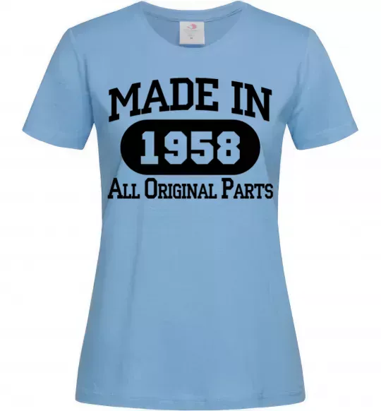 Жіноча футболка Made in 1958 All Original Parts Блакитний фото
