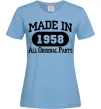 Жіноча футболка Made in 1958 All Original Parts Блакитний фото