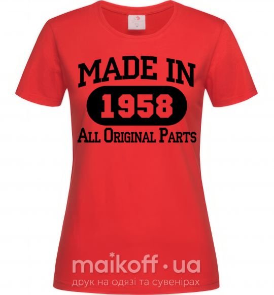 Жіноча футболка Made in 1958 All Original Parts Червоний фото