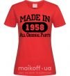 Женская футболка Made in 1958 All Original Parts Красный фото