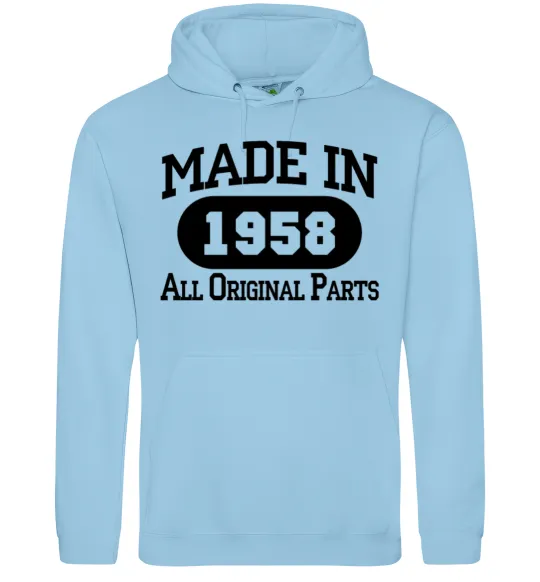 Мужская толстовка (худи) Made in 1958 All Original Parts Голубой фото