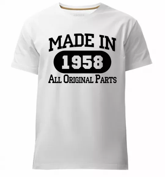 Мужская премиум футболка Made in 1958 All Original Parts Белый фото